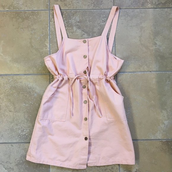 BNWOT Pink Pinafore Button-up Mini Dress - Picture 1 of 3
